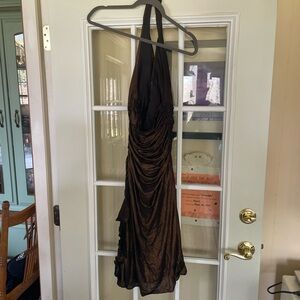 Betsy & Adam Metallic Brown Dress
